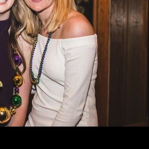 Tibi white fitted off the shoulder cocktail dress